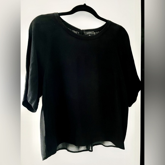 Babaton black sheer short sleeved blouse. - Picture 1 of 5